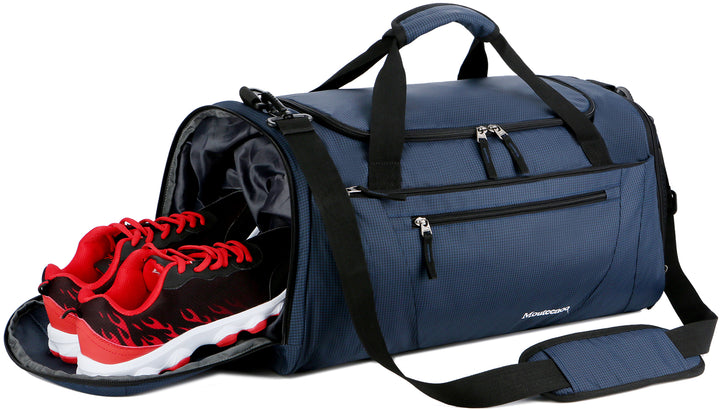Sac De Sport Homme 40L Sac De Voyage Femme Avec Compartiments Chaussures Et Humide, Cabine Etanche Weekend Grande Travel Gym Bag Weekend 3 En 1 Portable Duffle Bag (Bleu
